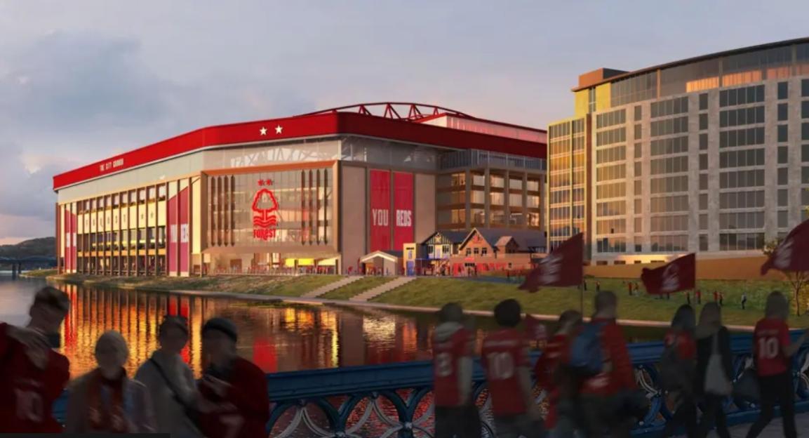 Illustration of the Nottingham Forest stadium expansion.