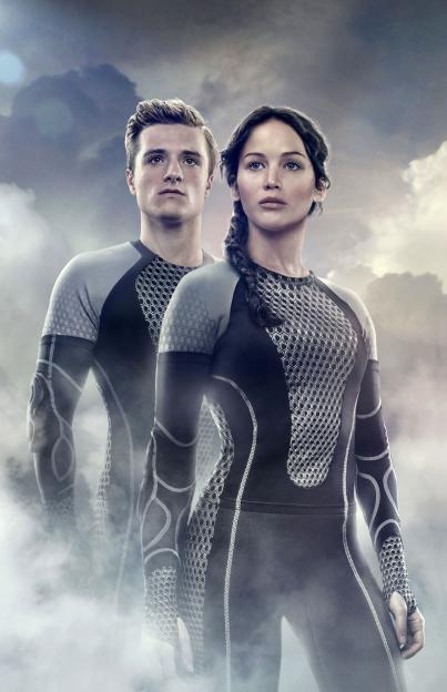 Peeta Mellark and Katniss Everdeen from The Hunger Games: Catching Fire.