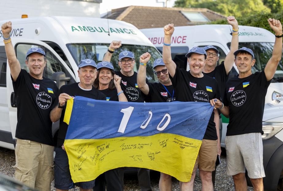 Courageous Brits Celebrate Milestone: 100th Aid Vehicle Delivered to Support Ukraine in Its Battle Against Putin