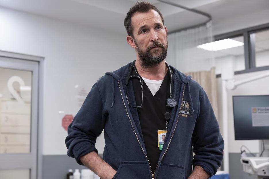 Noah Wyle as Dr. Michael Robinavitch in a TV still from The Pitt.