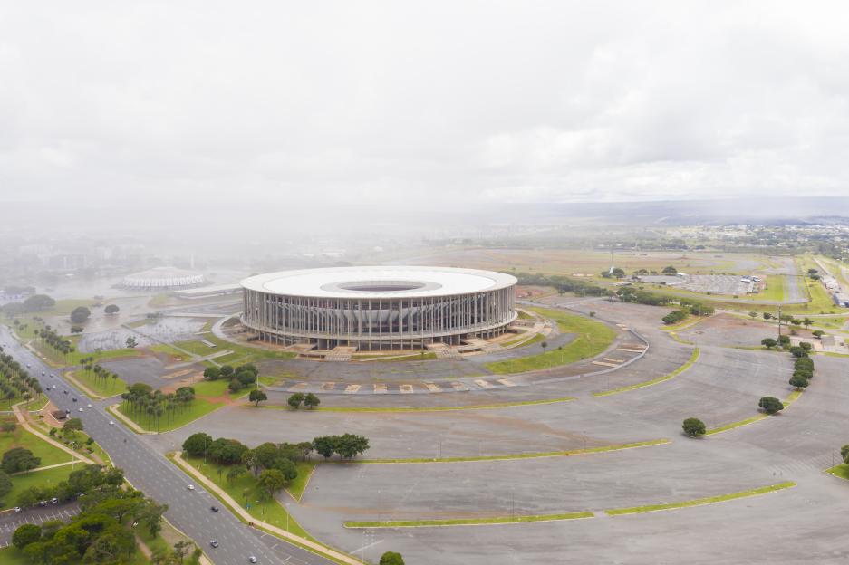 Distrito Federal, Brasilia, Brazil - feb 15, 2021: Football stadium Mane Garrincha in Distito fedreal, Brasilia, Brazil, architectural detail, Architect: Icaro de Castro Mello