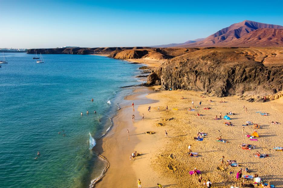 Punta de Papagayo beach, Playa Blanca. Lanzarote Island. Canary Islands Spain. Europe