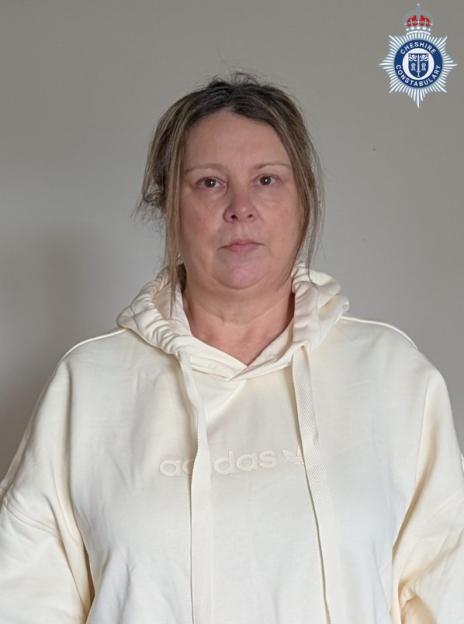 Cheryl Ward, 53, a missing person from Crewe, wearing a cream Adidas hoodie.
