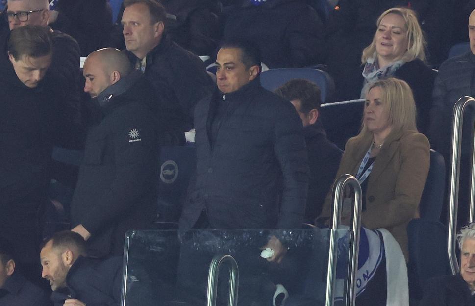 BRIGHTON, ENGLAND, APRIL 21: Behdad Eghbali co owners of Chelsea watches on from the stands during the Premier League match between Brighton & Hove Albion FC v Chelsea FC at AMEX Community Stadium, Brighton, England, on April 21. (Photo by Daniel Wei