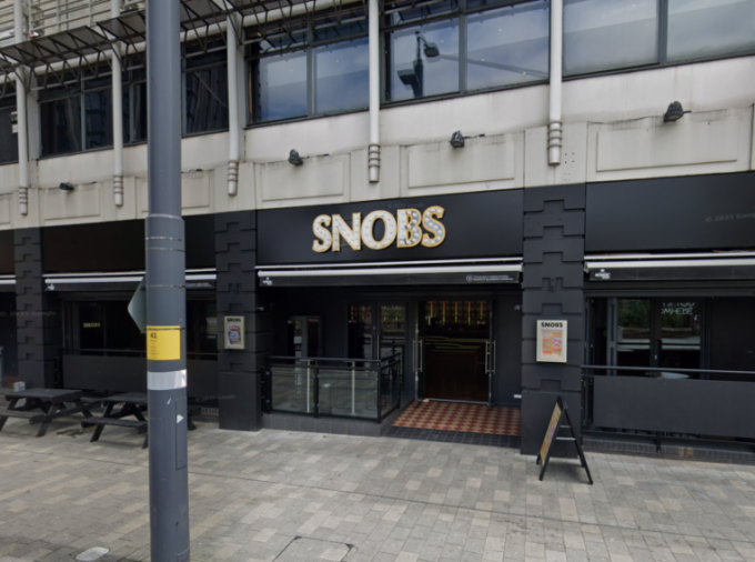 Exterior of Snobs nightclub in West Midlands.