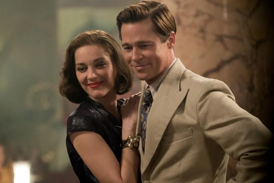Brad Pitt as Max Vatan and Marion Cotillard as Marianne Beausejour in Allied.