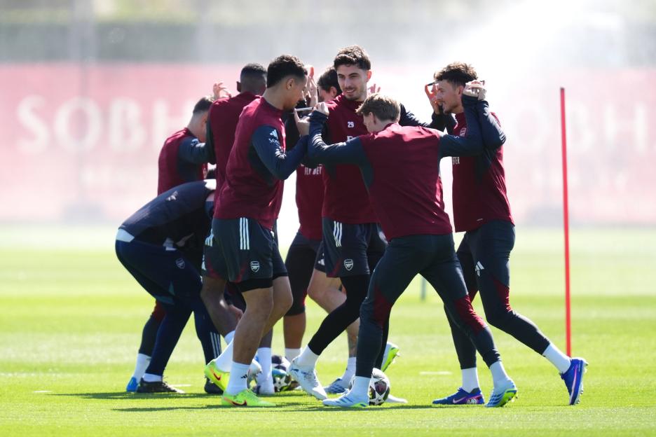 Arsenal players training at the Sobha Realty Training Centre.