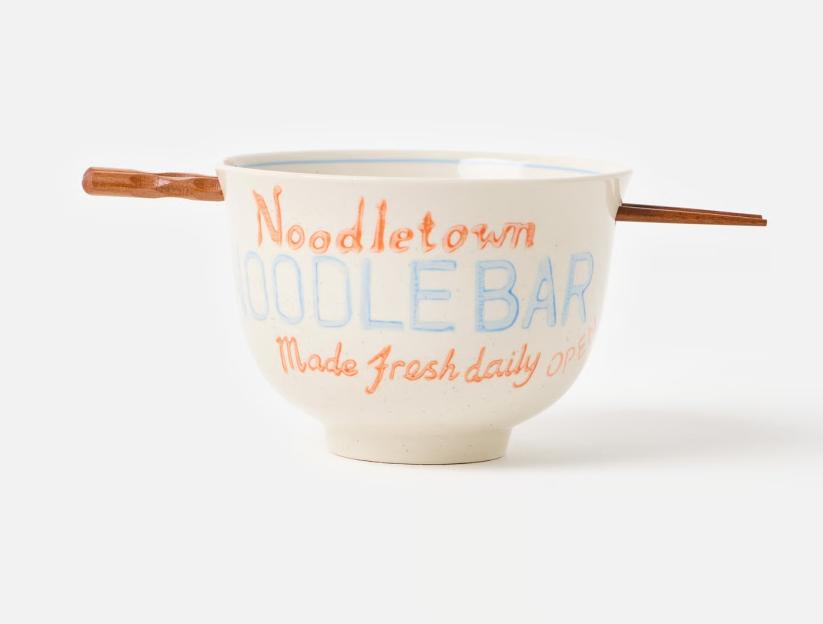 Noodletown Ceramic Noodle Bowl with chopsticks.