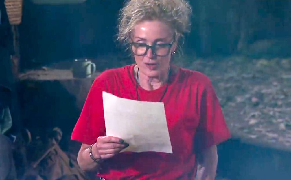 Beverley Callard reading a letter on "I'm A Celebrity... Get Me Out Of Here! South Africa"