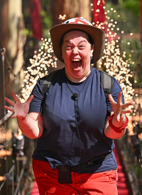 Lisa Riley celebrating her eviction from "I'm a Celebrity... Get Me Out of Here!"