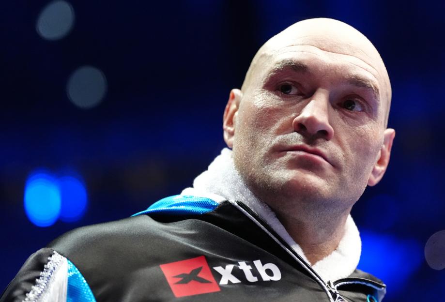 Close-up of Tyson Fury looking intently to his right.