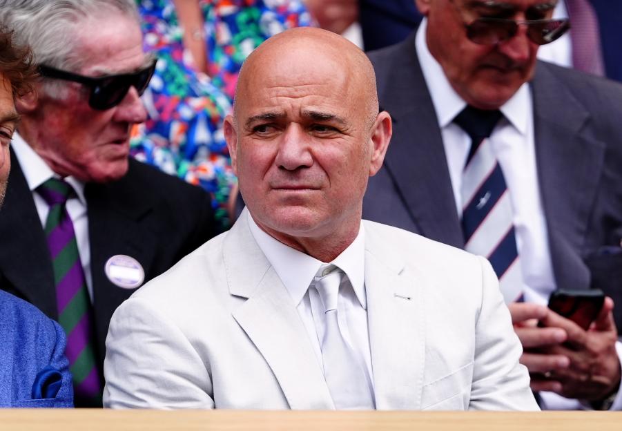 Andre Agassi in the royal box at the Wimbledon Championships.