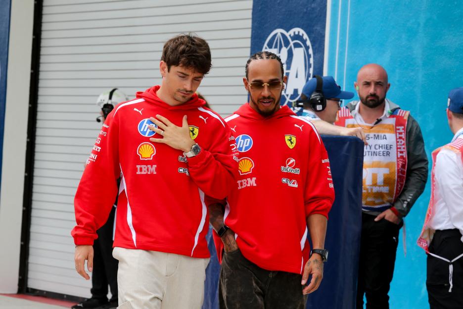 F1 Grand Prix Of Miami - Lewis Hamilton and Charles Leclerc