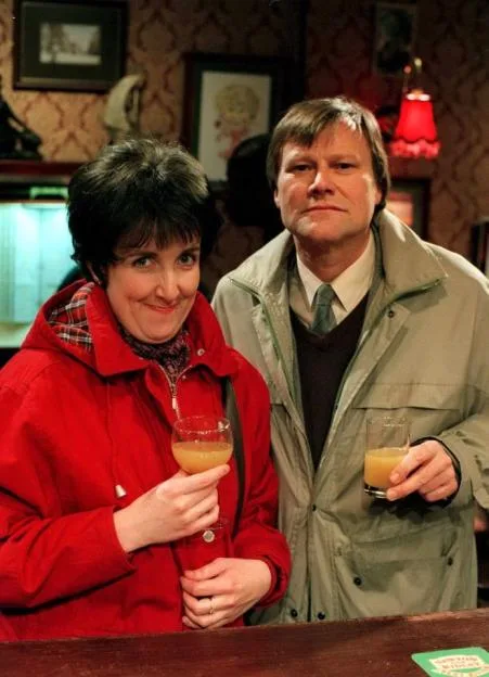 Julie Hesmondhalgh as Hayley Cropper and David Neilson as Roy Cropper in Coronation Street.