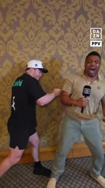 He’s not gonna do anymore questions’ – Brutal moment Canelo Alvarez FLOORS DAZN presenter with single punch