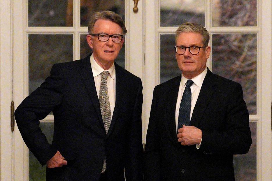 Prime Minister Sir Keir Starmer and British ambassador to the United States Peter Mandelson at a welcome reception.