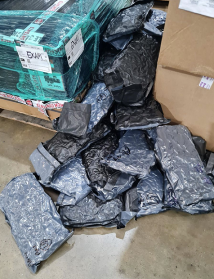 Large bags of drugs found during a drug bust.