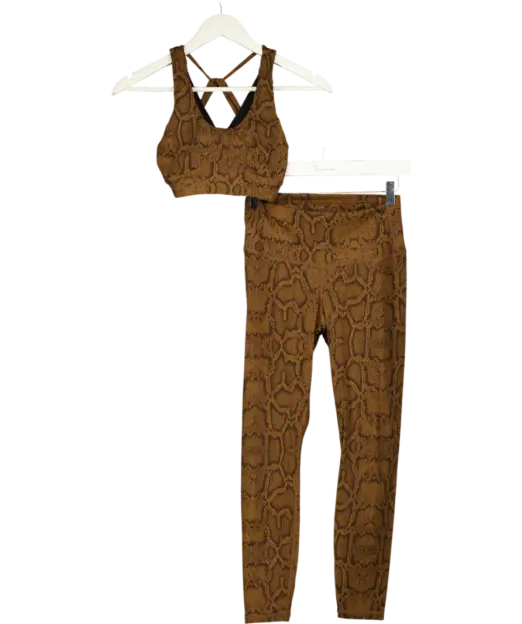 Snake print sports bra and leggings set.