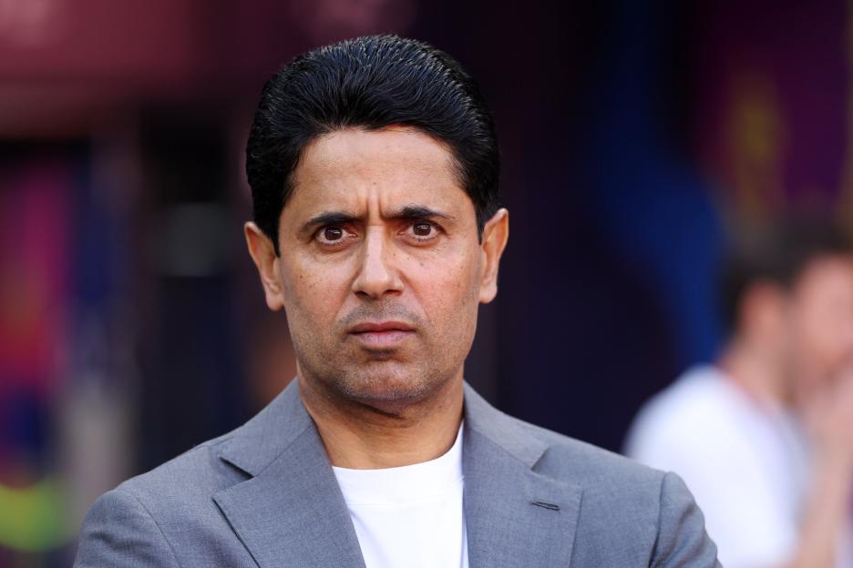 Nasser Al-Khelaifi during a Paris Saint-Germain training session.
