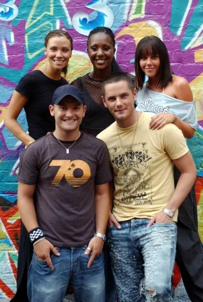 Pop group Liberty X posing for the media at a photocall.