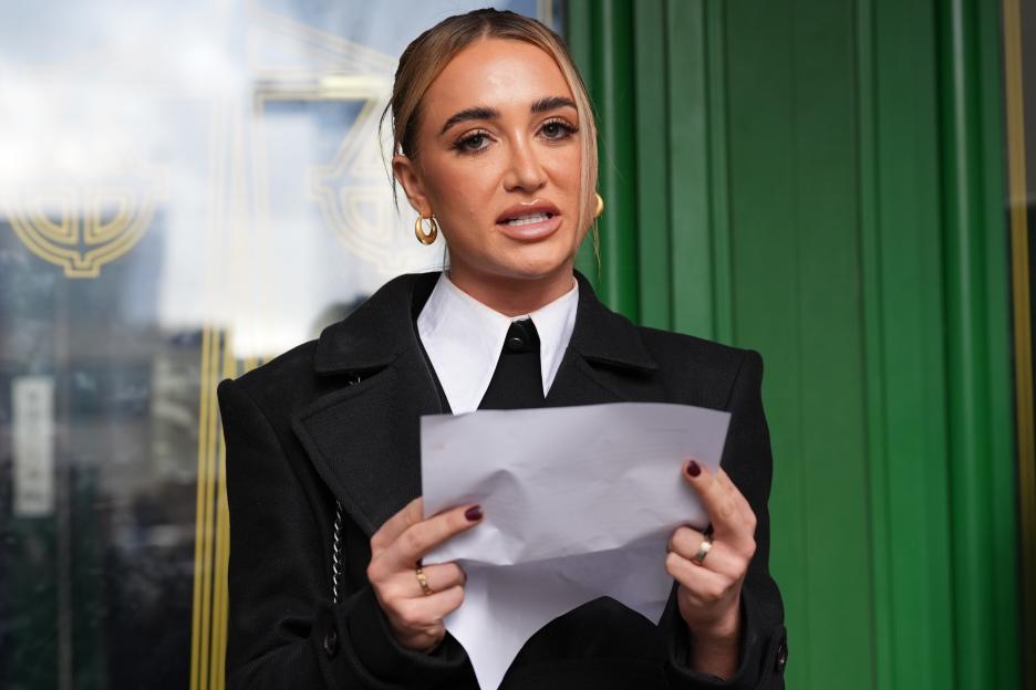 Georgia Harrison issues a statement outside Chelmsford Crown Court.