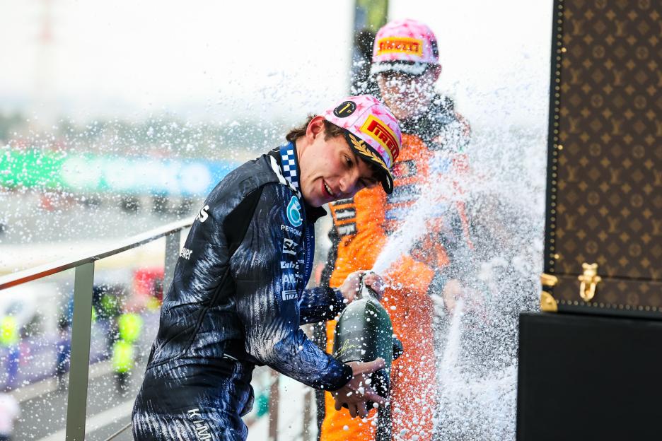 Kimi Antonelli, 19, Toasts to Becoming the Youngest F1 Title Leader with Sparkling Rose Water—No Champagne Yet!