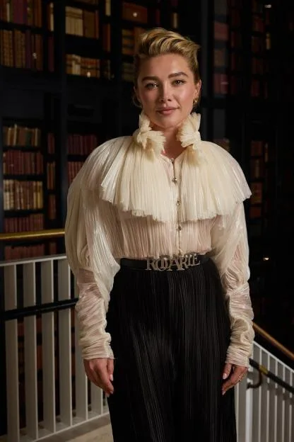 Florence Pugh attending a photocall for "East of Eden" at the British Library.