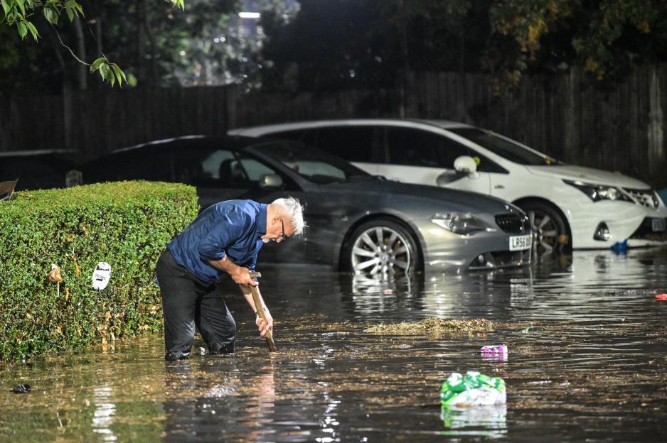 Church Road, Birmingham, 26th August 2026. Two cars have been flooded on Church Road in Birmingham, Several others were also swamped in their driveways with residents bainling water out. Severe rainfall fell within an hour as lightning also lashed th