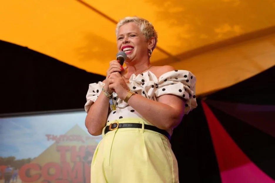 Southwold, UK, 27 July, 2025. Latitude Festival 2025. Pictured left to right, Laura Smyth. Credit:Stephen Keable/Alamy Live News