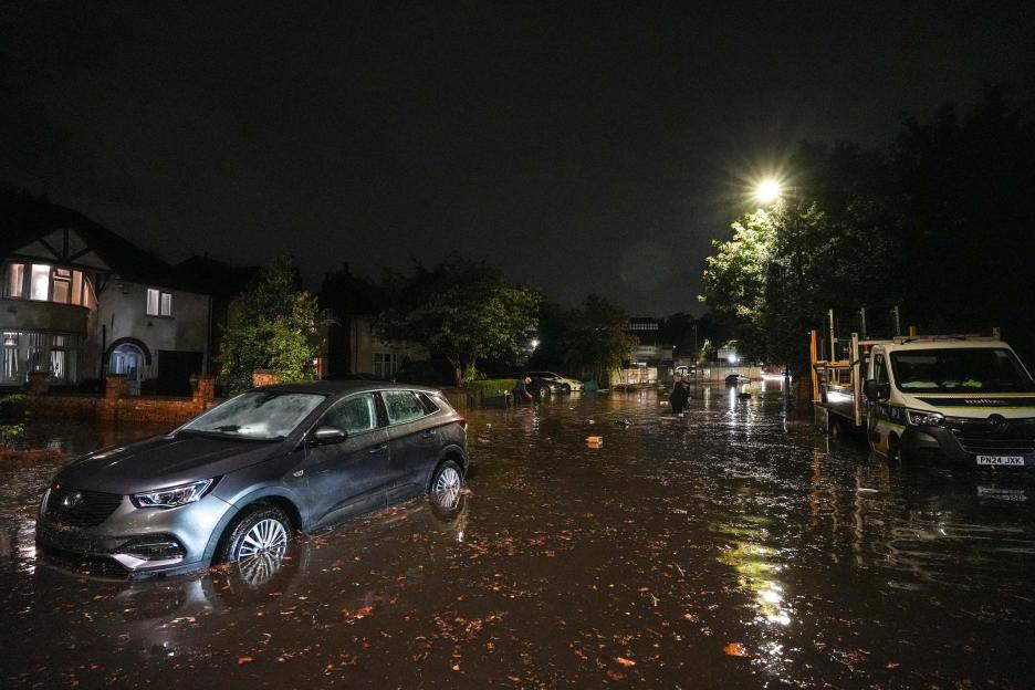 Church Road, Birmingham, 26th August 2026. Two cars have been flooded on Church Road in Birmingham, Several others were also swamped in their driveways with residents bainling water out. Severe rainfall fell within an hour as lightning also lashed th