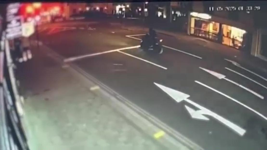 Shocking Incident: Drunk Driver Crashes into Parked Motorcyclist at Red Light, Sending Biker Flying