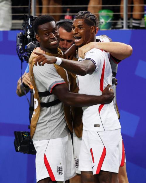 England players celebrate during a FIFA World Cup 2026 match.