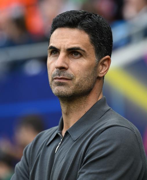 Mikel Arteta, manager of Arsenal, watching the UEFA Champions League Final 2026.