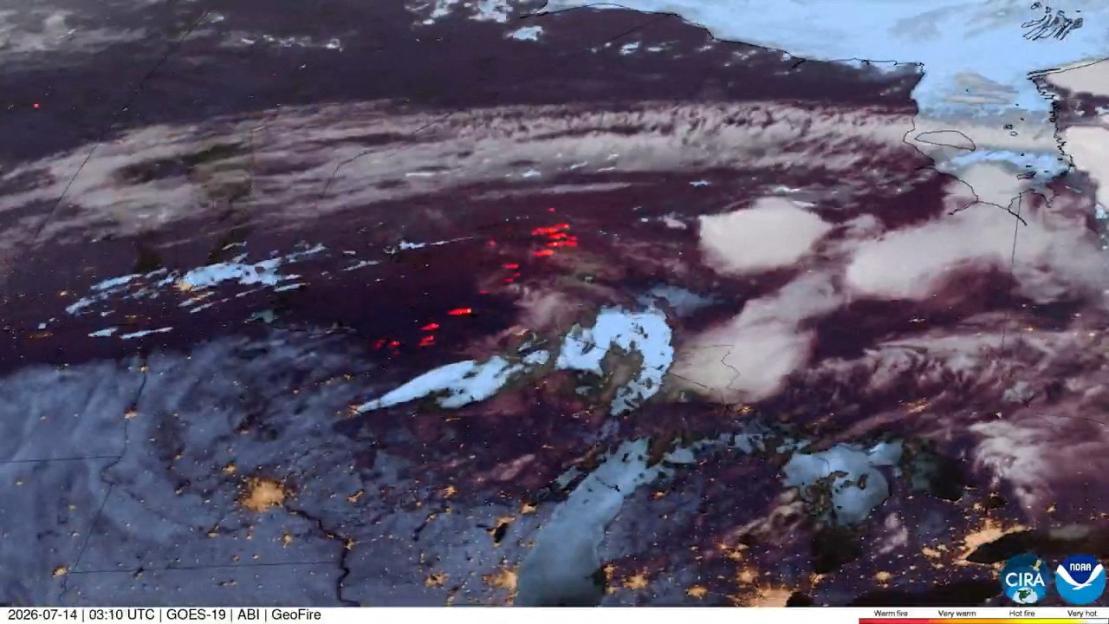 CIRA imagery of wildfires in northern Minnesota and Ontario