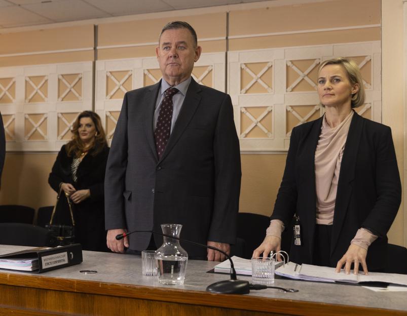 George Shuttleworth, Christina, and Glenda Shuttleworth in court awaiting a verdict.