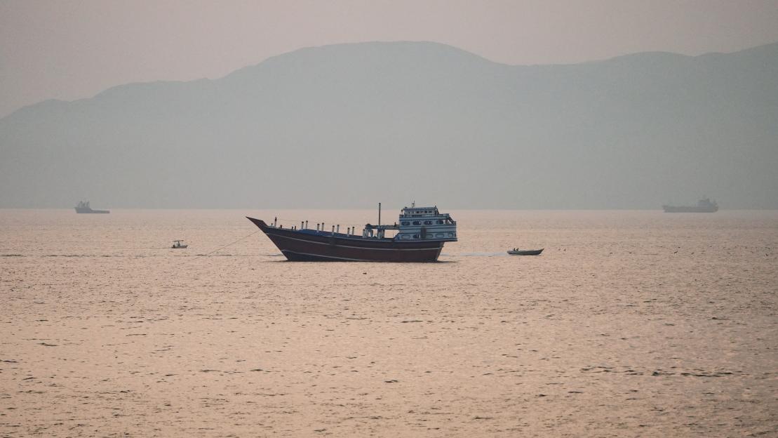 Vessels at the Strait of Hormuz, as seen from Musandam