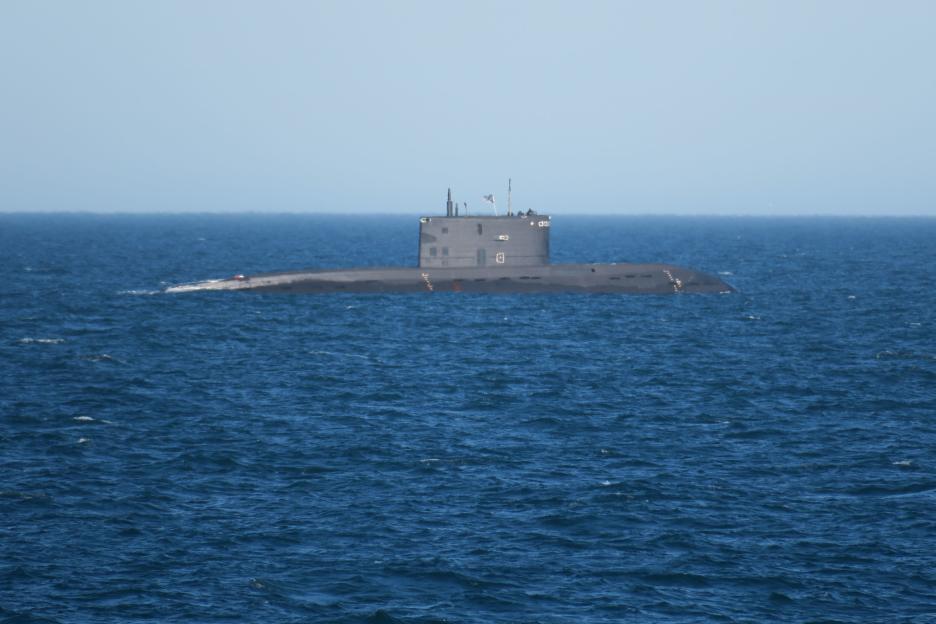HMS Mersey monitors Russian submarine