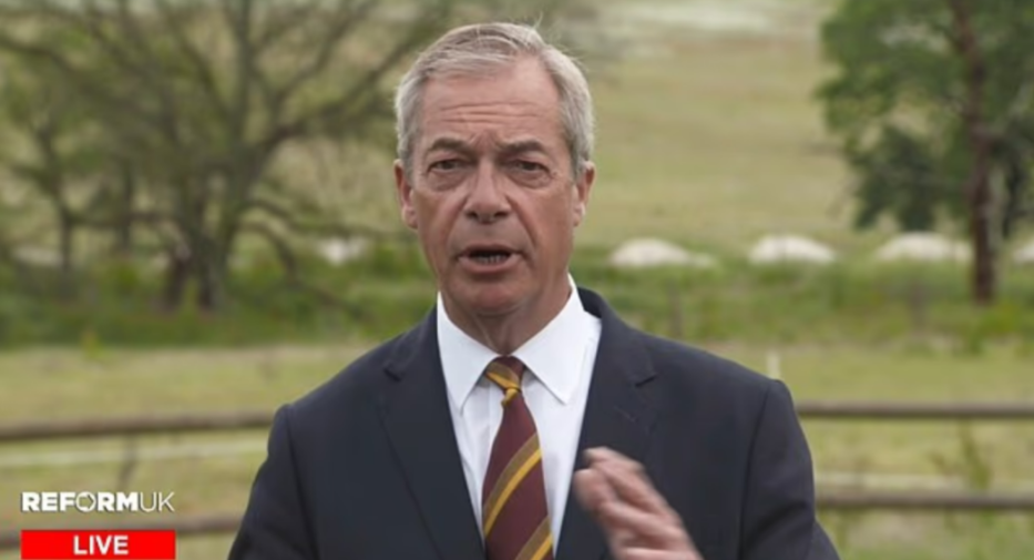 Nigel Farage speaking on camera.