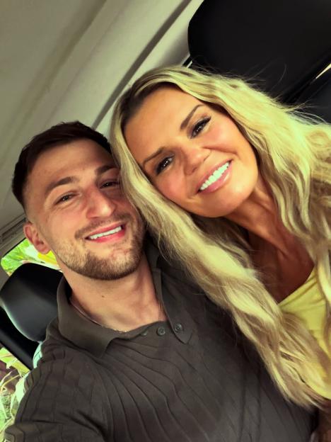 Kerry Katona with her boyfriend Paolo Margaglione smiling in a selfie.