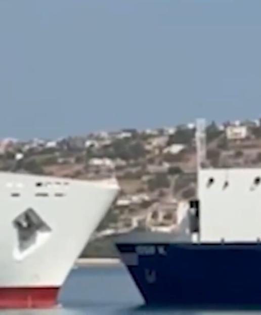 Stunning Footage: 600ft Ferry Collides Head-On with Cargo Ship Near Greek Holiday Island