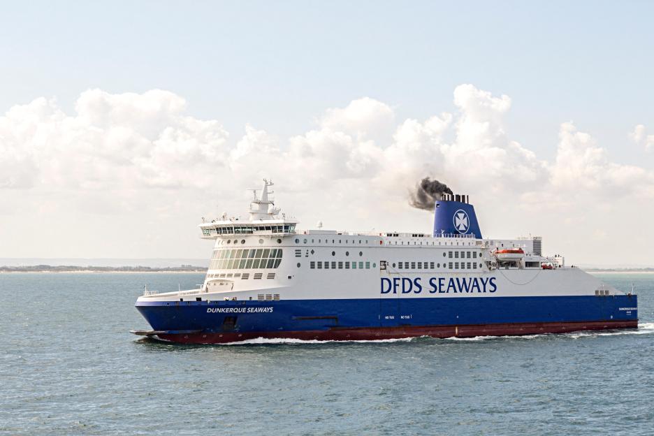 The DFDS Dunkerque Seaways cross-channel ferry sailing across the sea.