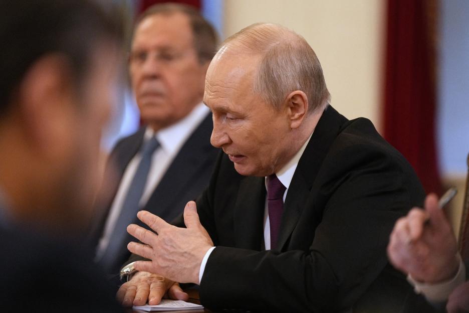 Russian President Vladimir Putin meets with Iranian Foreign Minister Abbas Araqchi in Saint Petersburg