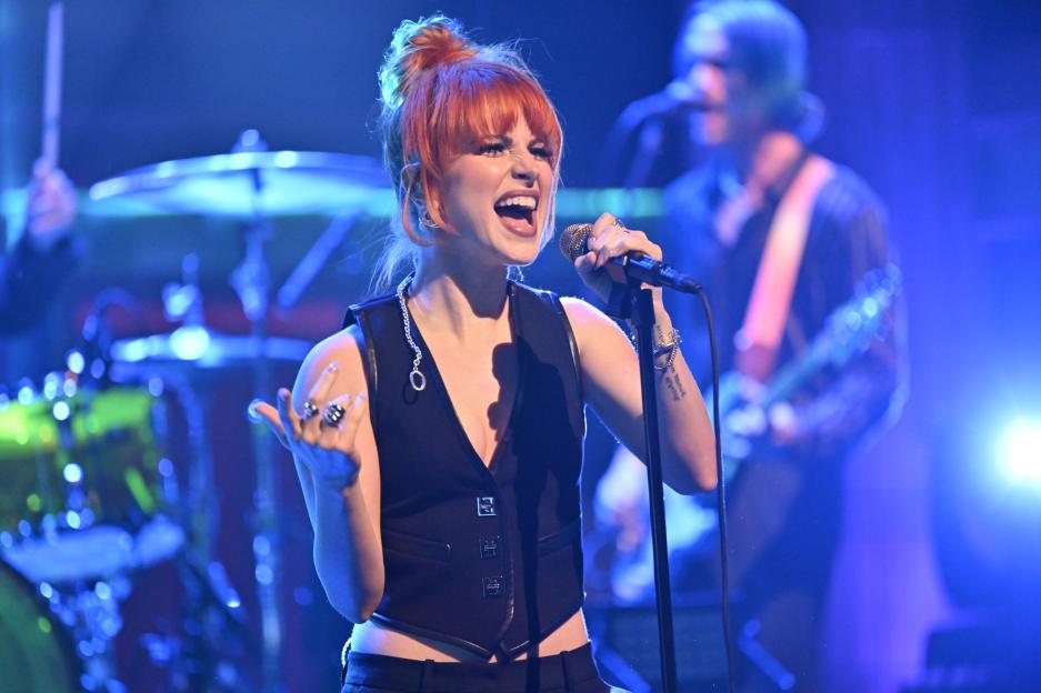 Hayley Williams of Paramore performing live on stage.