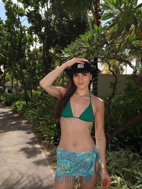 Holly Ramsay posing for a photo at One & Only Le Saint Geran Mauritius.