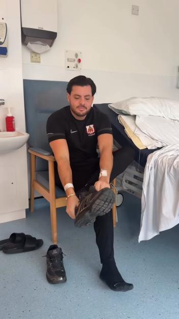 Jordan Brook being discharged from the hospital after 22 days.