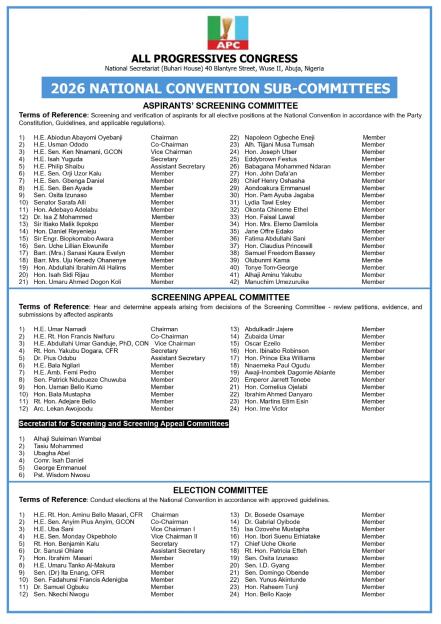 APC Launches Sub-Committees for the 2026 National Convention