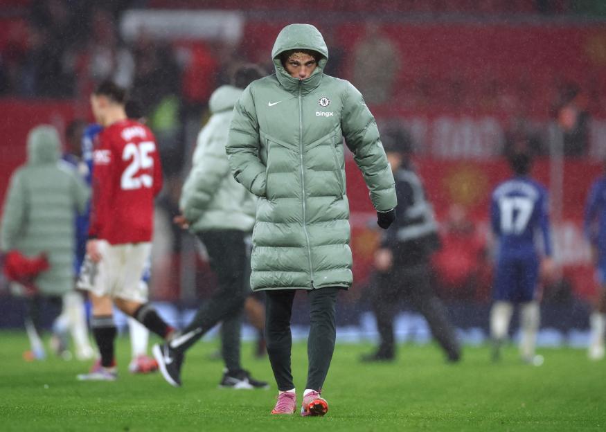 Chelsea's Alejandro Garnacho looks dejected after the match.