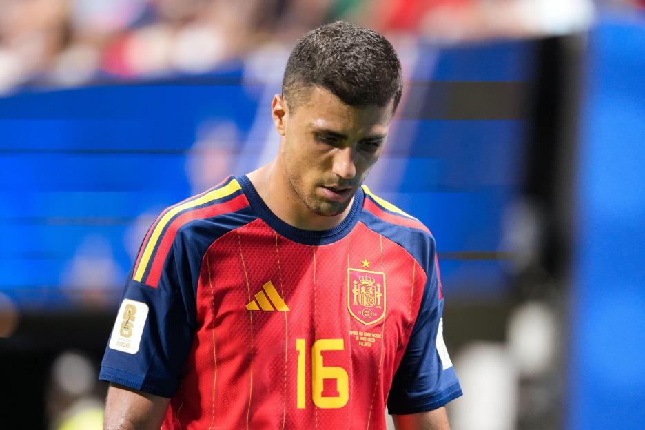 Atlanta, United States. 15th June, 2026. Rodri of Spain looks dejected during a FIFA Men's World Cup 2026 Group Stage football match between Spain and Cabo Verde at Atlanta Stadium, in Atlanta on June 15th 2026 (Photo by Alexandra Fechete/SPP) Credit