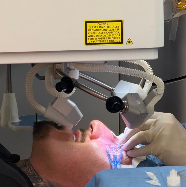 A man having laser eye surgery.