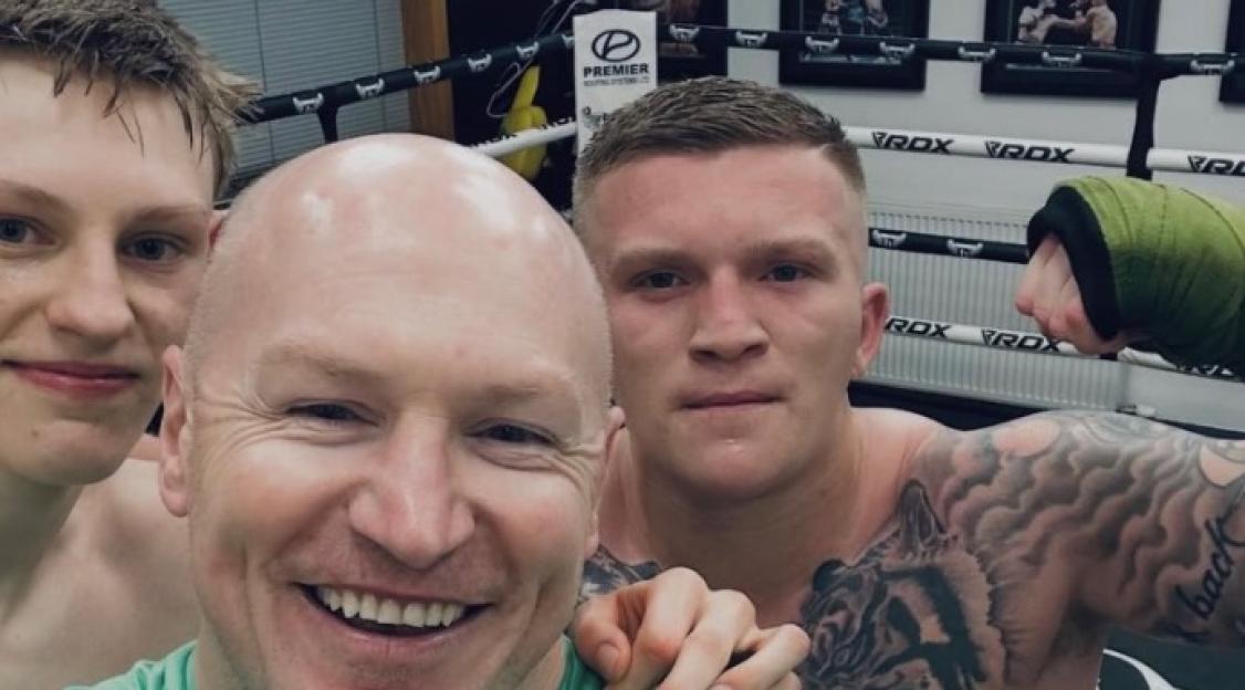 Campbell Hatton in the gym with uncle Matthew and cousin Jack